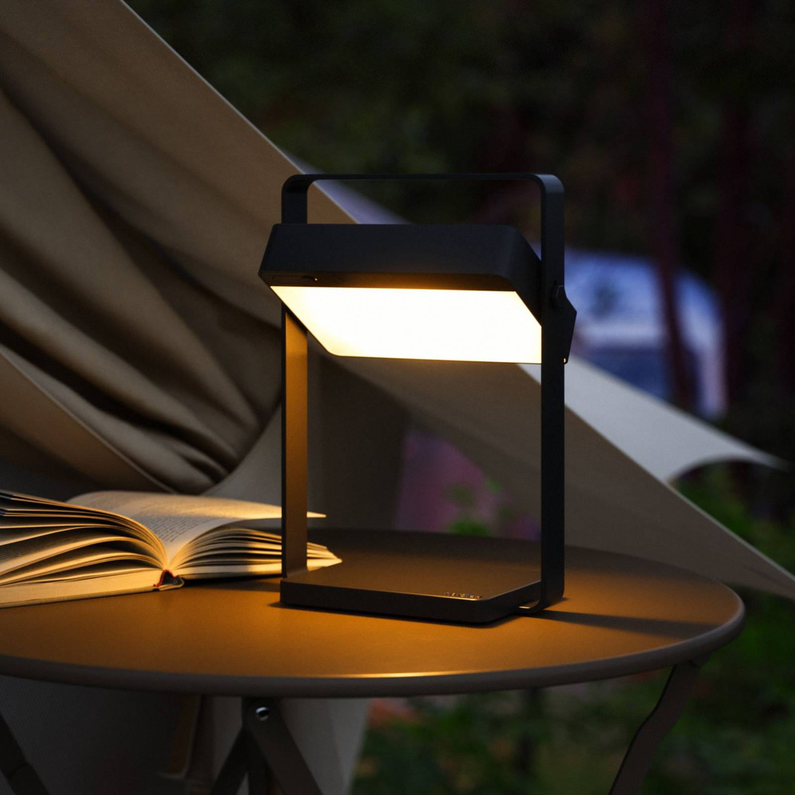 Nordlux LED tafellamp Saulio, zwart, IP44, aluminium, USB, accu