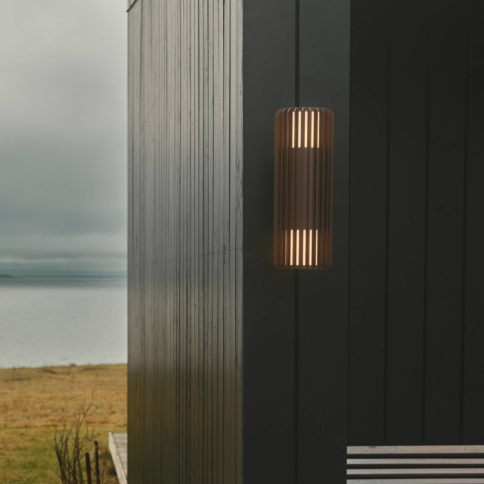 Nordlux Buitenwandlamp Aludra Double Seaside, aluminium bruin, 2-lamps