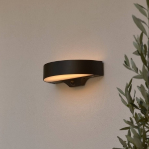 Nordlux LED-zonne-buitenwandlamp Monay Round, zwart, IP44