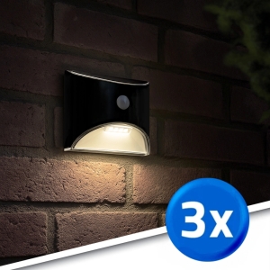 3x solar wandlamp flint | met bewegingsmelder | warm wit licht