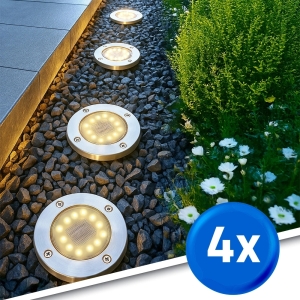 Solar led grondspot impuls | warm wit licht | voordeelset van 4 stuks