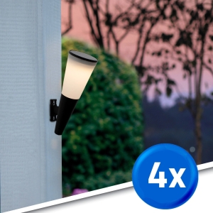 Solar wandlamp torch met warm en koud wit licht voordeelset van 4
