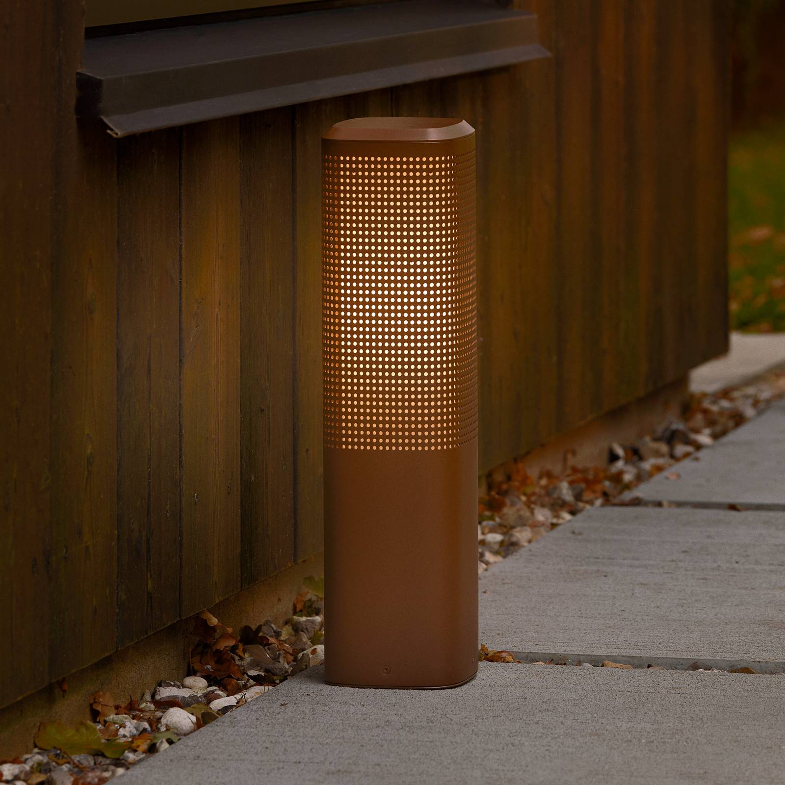 Nordlux Sokkellamp Sidara 45 Seaside, bruin, aluminium, IP44, E27