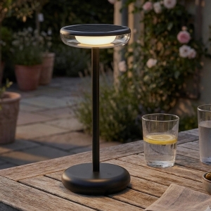 Tafellamp oplaadbaar vita - usb-c - touch dimbaar - op zonne-energie - warm wit - zwart