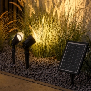 Solar spot heads complete set met twee spots en los solarpaneel