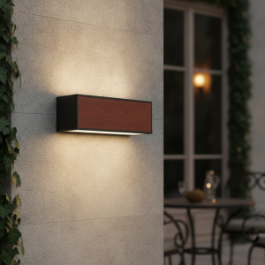 Lyora Solar wandlampBrown zwart met hout - 9030583