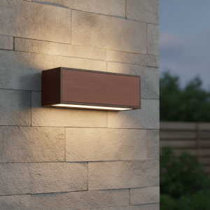 Lyora Solar wandlampBrown roestbruin met hout - 9030584