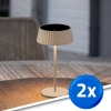 Tafellamp oplaadbaar seren zandkleur - usb-c - op zonne-energie - set van 2